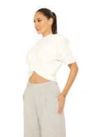 La Sisters OVERSIZED KNOT TEE WHITE