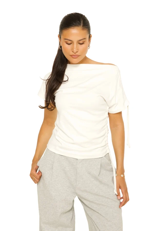 La Sisters OFF-SHOULDER STRING TOP WHITE
