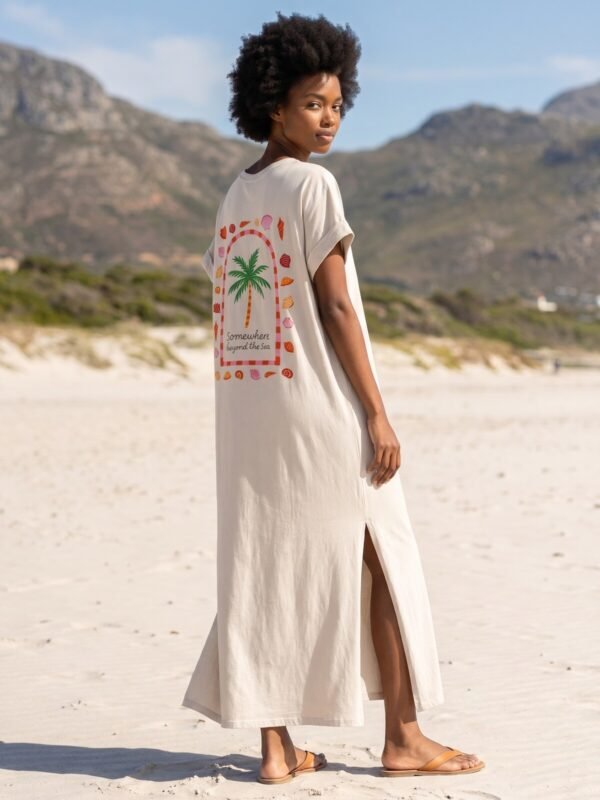 Dress with back pattern palm