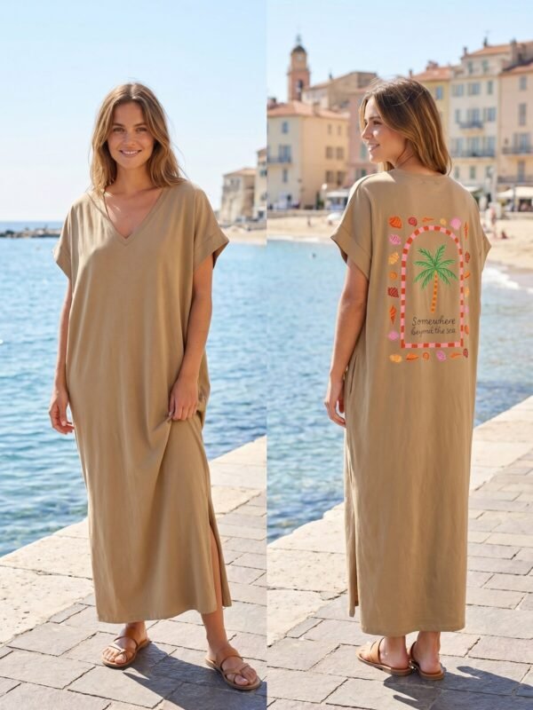 Dress with back pattern palm
