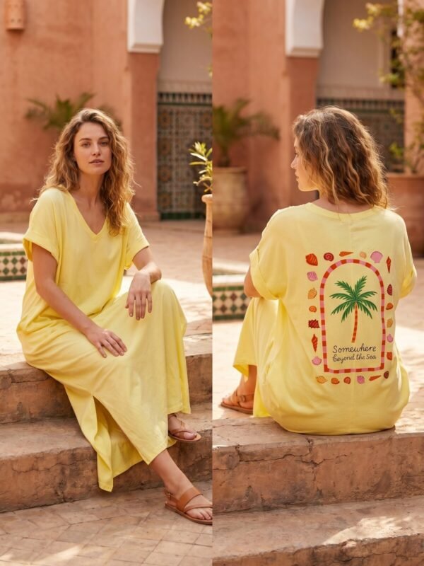Dress with back pattern palm