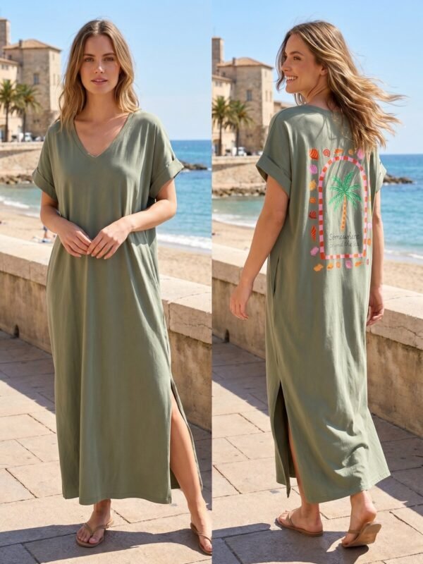 Dress with back pattern palm