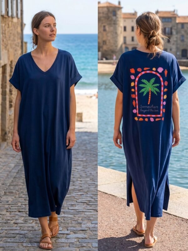 Dress with back pattern palm