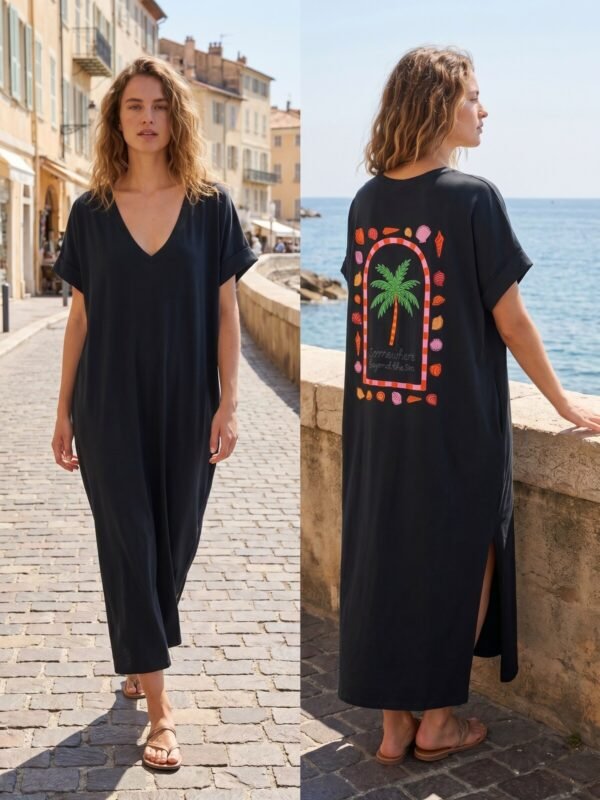 Dress with back pattern palm