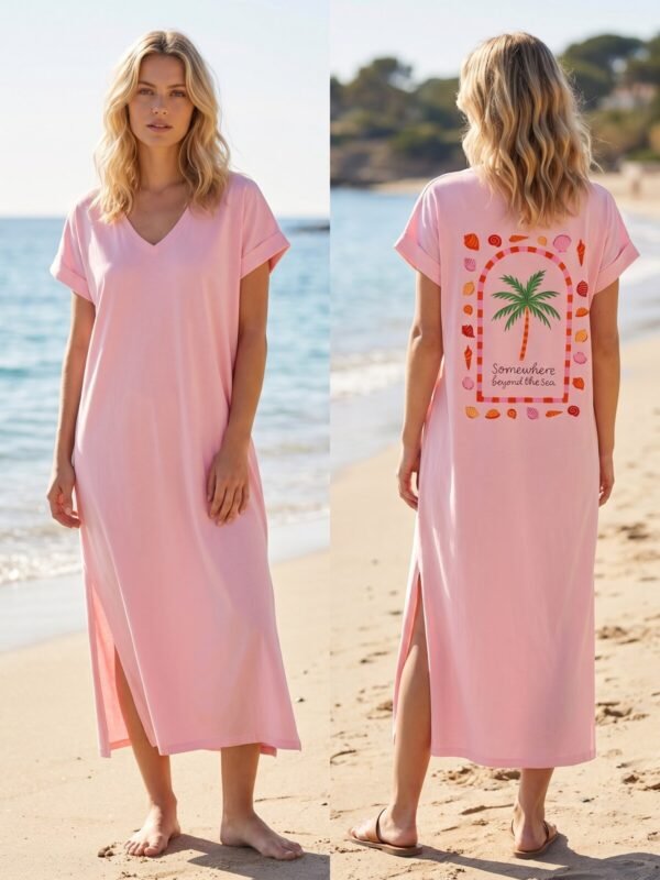 Dress with back pattern palm