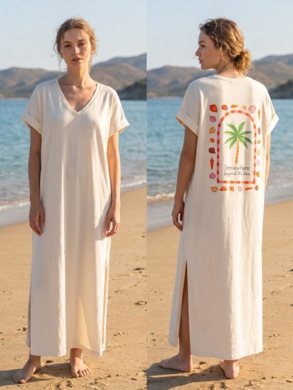 Dress with back pattern palm