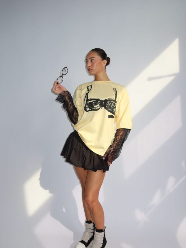SPICE LACE TEE – BUTTER YELLOW WITH BLACK