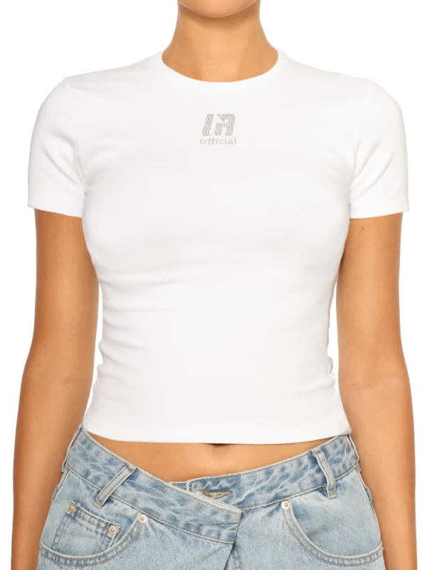 LA OFFICIAL RHINESTONE TOP WHITE