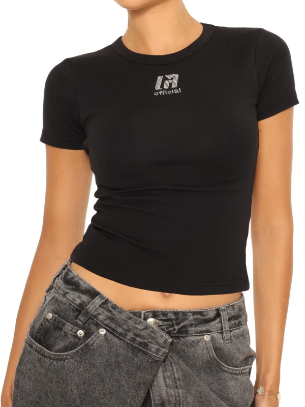 LA OFFICIAL RHINESTONE TOP Black